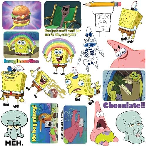 Spongebob Meme Sticker Pack 50ct – Die Cut Vinyl Large Deluxe Variety Set for Laptop, Water Bottle, Scrapbooking, Tablet & Indoor/Outdoor Use thumbnail 4