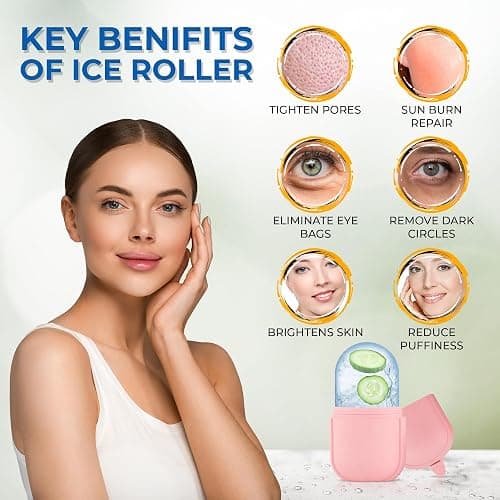 Milano Home Ice Face Roller Massager for Face, Eyes, and Neck - Reusable Silicone Ice Cube Mold for Natural Skin Care, De-Puff Eye Bags, Reduce Migraine Pain | Facial Beauty Ice Roller thumbnail 7