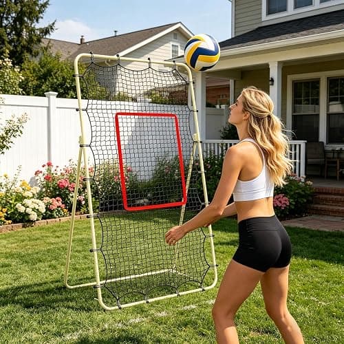 Volleyball Rebounder Net | 7x4ft Portable Training Equipment | Sports Rebounder with Elastic Rope & Target | for Teens Adults Players Beginners Outdoor Backyard Court Pool thumbnail 2