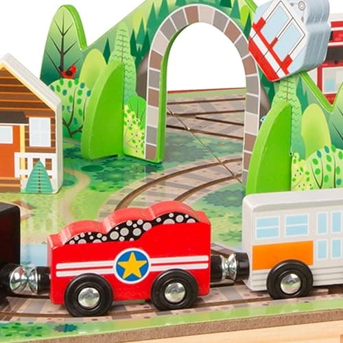 Melissa & Doug Take-Along Railroad Tabletop Playset with Wooden Train Toys, Animals & Scenery Play Pieces, Preschool Learning Toys for Girls & Boys 3+ - FSC Certified thumbnail 4