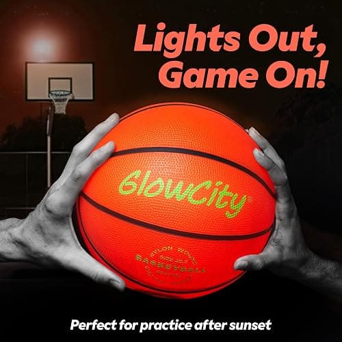 GlowCity Glow in The Dark Basketball - Sizes 5, 6, 7 Light Up Ball for Kids, Teens & Adults - Red Glow for Outdoor Games - Sports Birthday Gifts Ideas for Boys Ages 6 7 8 9 10 11 12 13 14 thumbnail 8