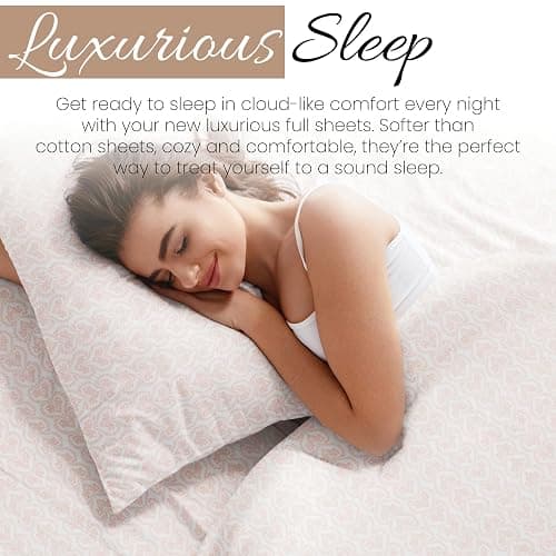 Linen Market Double-Brushed Patterned Microfiber Full Sheet Set 4 Piece – Oeko-TEX Certified Ultra Soft & Wrinkle-Free - 16" Deep Pocket Sheets - Easy Care Full Size - Classic in Pink - Classic in Pink - Full thumbnail 7