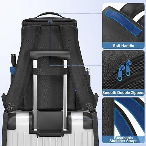 Rysker PS5/ Slim/ Pro Console Backpack, PS5 Travel Bag with Full Protection, Large Capacity PS5 Carry Bag, PS Portal, Laptop, Game Card, PlayStation 5 Backpack with 3 Cable Pockets- Black thumbnail 5