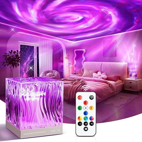 Purple Lights Pink Lamp Flower Lamp, 18 Colors Hologram Planetarium Projector Solar System Projector Night Light, Dimmable Tornado Aesthetic Flower Lights, Pink Christmas Decor Pink Room Decor Gifts - Image 1