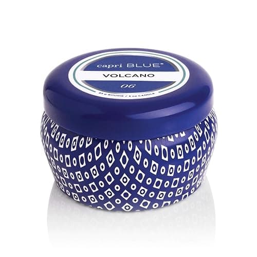 Capri Blue Volcano Scented Mini Tin Candle - Printed Mini Tin Jar Candle - Luxury Candles for Home Scented with Tropical Fruit & Sugared Citrus - Soy Candle Wax Blend - Blue Candle (3 oz) thumbnail 4