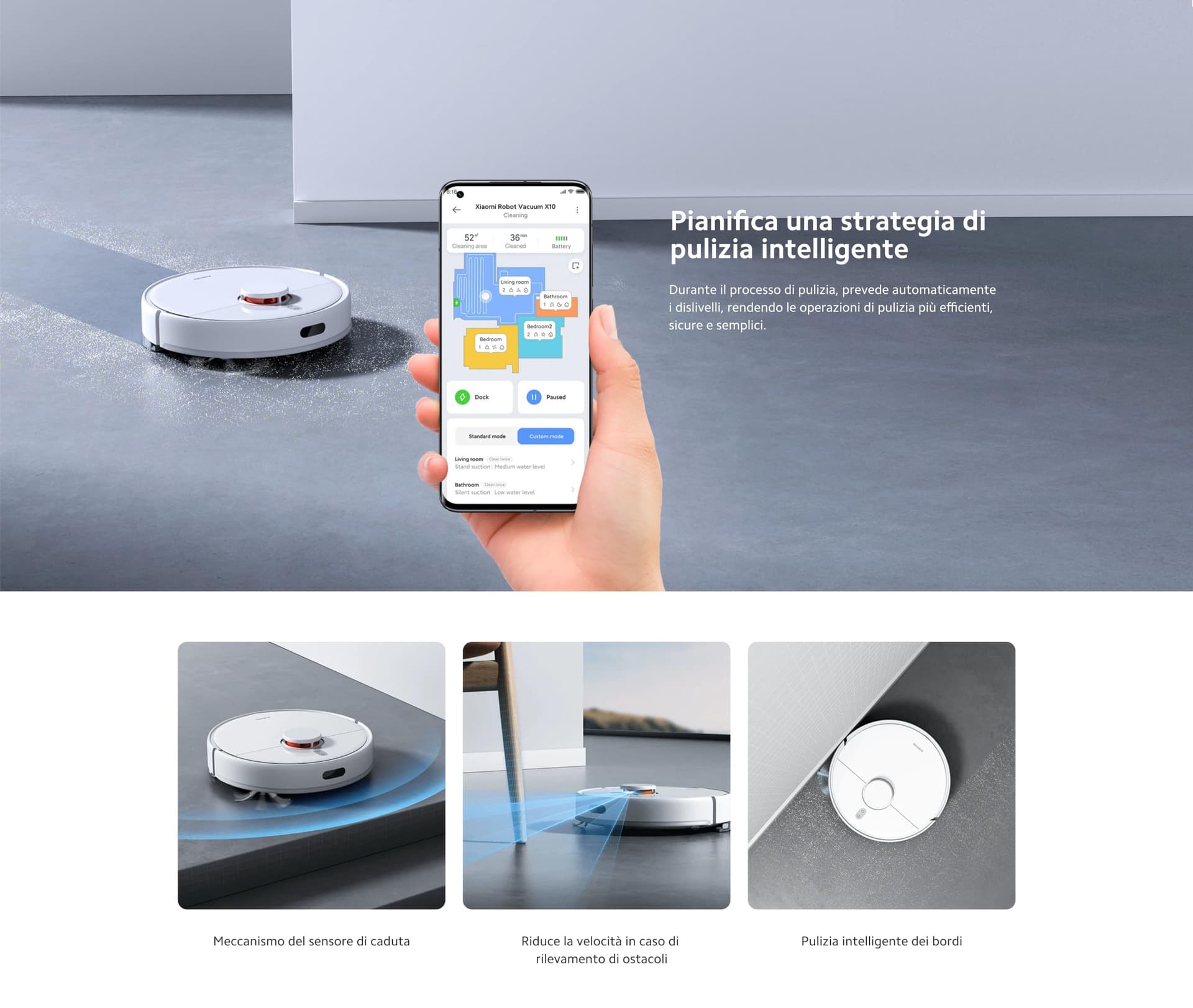 XIAOMI Robot Vacuum X10 - Robot aspirador e limpa-chão com sistema inteligente de navegação a laser (LDS), sucção de 4000 Pa, base de auto-esvaziamento, 5200 mAh, branco thumbnail 10