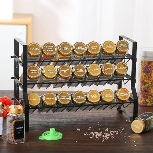 JARXSUN Glass Spice Jars with Label, 24Pcs Spice Jars with Shaker Lids-4 oz Gold Spice Seasoning Jars Bottles Containers Set for Spice Rack (24) thumbnail 2