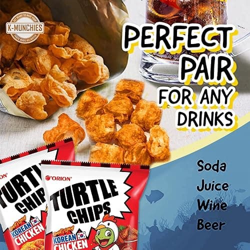 K-Munchies Orion Turtle Chips – Large 3 x 160-gram Sweet Spicy Chicken Flavor Korean Chips, Big Bag, Party Size Savory, Tasty, Crispy Korean Corn Snacks, Bite-Sized, On-The-Go Corn Snack for Family thumbnail 4