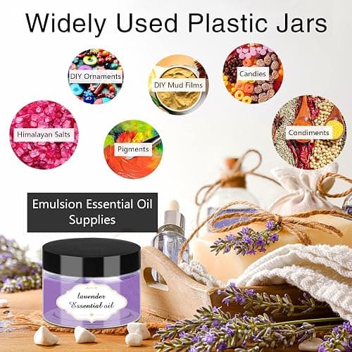 PeacePeo Plastic Jars with Lids 4 OZ, 72 Pack Clear Slime Containers | Empty Refillable, Black Screw on Lids, Organize Small Items, Samples, Lotions & Beauty Products, Keep Home Kitchen Neat thumbnail 5