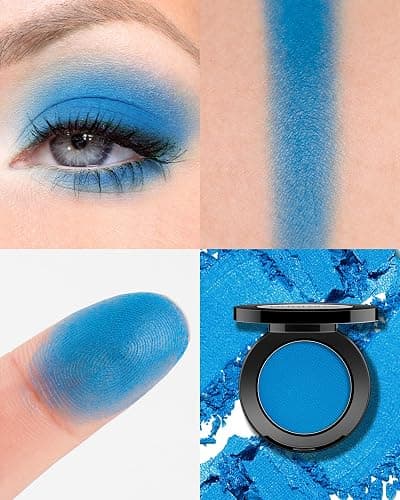HOOMUSS Dark Blue Eyeshadow Matte Handmade Pressed Eyeshadow Palette With No Creasing High Pigmented Long Lasting Blue Eye Shadow (DarkBlue) thumbnail 3
