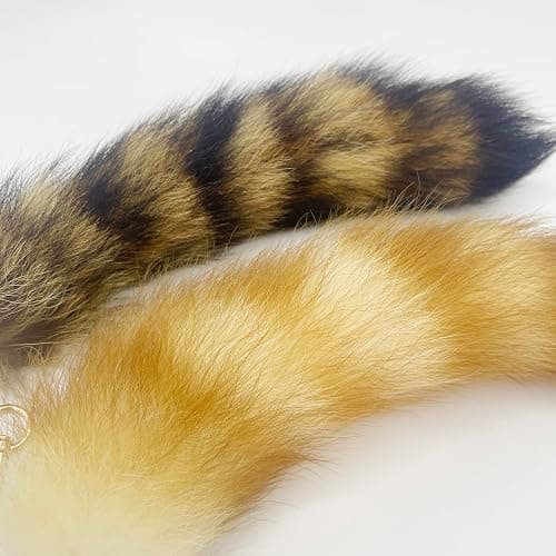 LAIDIC 2pcs Fluffy Raccoon Tail Keychain,tail fox tail, Used for bag keychains or cosplay Costumes thumbnail 5