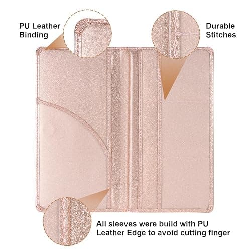 Car Registration and Insurance Holder, Glove Box Organizer，Bling Rose Gold | Car Accessories Cacturism Organizer Women Car Accessories with Magnetic Shut for Cards, Essential Document, Driver License thumbnail 4