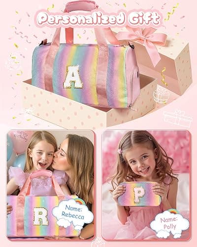 Vogewood Gifts for Niece-Girl Gym Bag with Shoe Compartment, Kid Personalized Weekender Overnight Bags, Initial Travel Tote with Makeup Pouch, Birthday Gift for Sister Granddaughter (Letter J) thumbnail 2