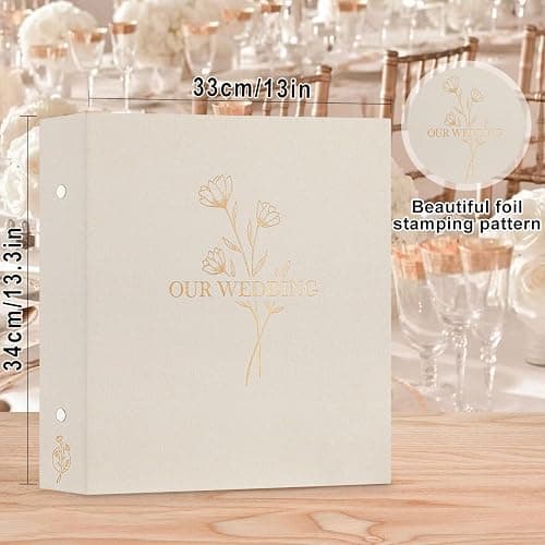 Lanpn Wedding Photo Album 4x6 600 Pocket Photos Slip in, Linen Cover Large Capacity Newlywed Marriage Album Hold 600 Horizontal Vertical Photos (Flower, Beige) thumbnail 3