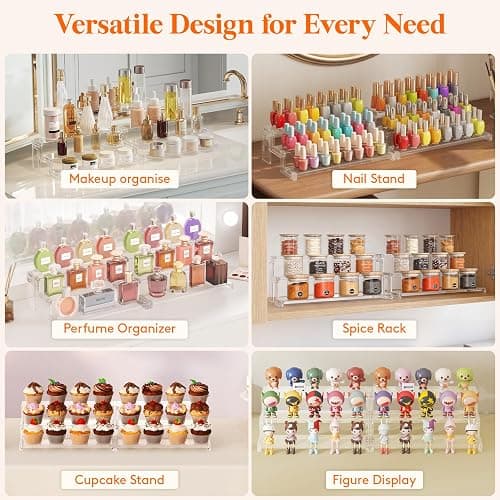 Lifewit 12″ Spice Rack, Perfume Cologne Stand, Tool-Free Assembly, 1 Pcs | 3-Tier Clear Cupcake Riser, Display Shelf for Seasoning, Figurine, Makeup, Room Decor, Kitchen Cabinet Storage Organization thumbnail 7