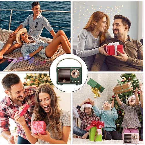 Dosmix Retro Bluetooth Speaker, Vintage Decor, Mini Wireless Bluetooth Speaker, Cute Old Fashion Style for Kitchen Desk Bedroom Office Party Outdoor Accessories for iPhone Android (Green) thumbnail 2
