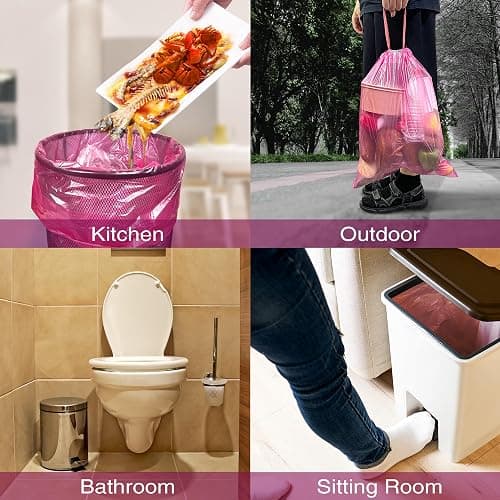 JOYEUX 2.6 Gallon Small Trash Bags Bathroom, Thickened Drawstring Mini Garbage Bags for Home, Office, Kitchen, 60 Count thumbnail 6