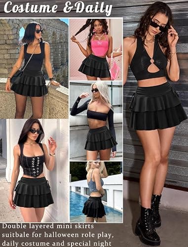 Avidlove Mini Skirts for Women Casual Micro Y2K Pleated Skirt Layered Ruffle Short Skirts Cheer Skirt Cosplay Outfits S-XXL thumbnail 6