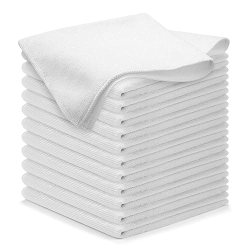 USANOOKS Microfiber Cleaning Cloth - White - 12Pcs (12.5x12.5 inch) High Performance - 1200 Washes, Ultra Absorbent Car Towel Traps Grime & Liquid for Streak-Free Mirror Shine - Car Washing Cloth - Image 1