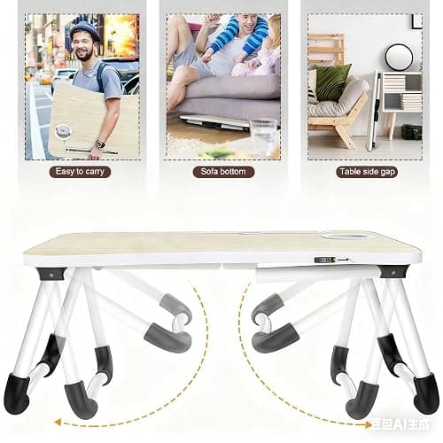Fayquaze Portable Foldable Laptop Bed Desk with Storage Drawer and Cup Holder - Lap Desk Laptop Stand Tray Table for Eating, Reading and Working thumbnail 8