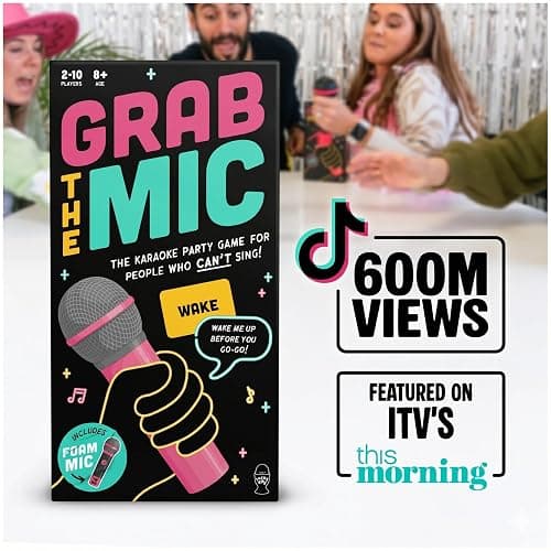 Lucky Egg Official Grab the Mic – Family Karaoke Game, 8+ Year Olds, 2-10 Players - Board Game for Bad Singers with 250 Lyrics (125 Cards) for Hilarious Nights & Birthday Party, Kids Gift thumbnail 3