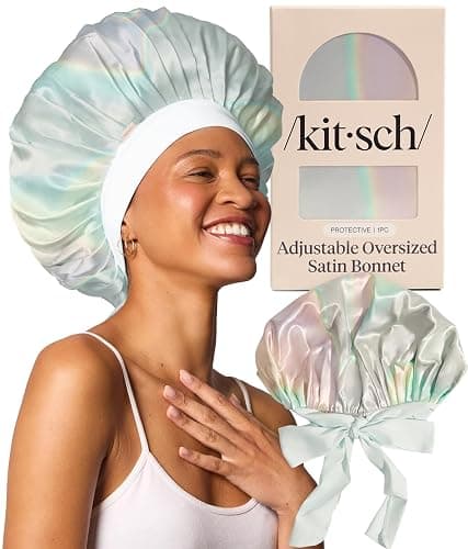 Kitsch XL Satin Bonnet for Sleeping - Aura | Softer Than Silk Bonnet For Sleeping Women - Secure Fit, Adjustable & Prevents Breakage Hair Bonnet For Sleeping - Image 1