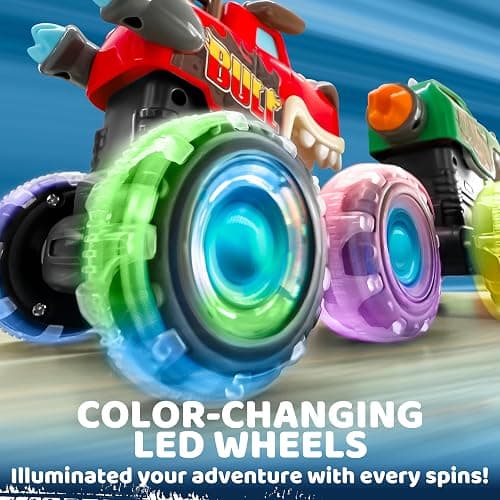 JOYIN 3 Pack Monster Truck Toy - Motion Activated Light Up Cars for Toddlers - Monster Glow Rover LED Wheels - Baby Boy Toys - Press and Go Trucks for Kids Boy Birthday Gifts Easter Basket Stuffers thumbnail 2