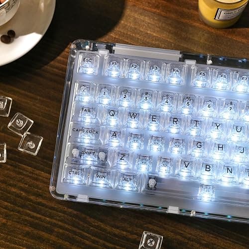 KiiBoom Phantom 98 Hot Swappable Crystal Gasket-Mounted Mechanical Keyboard, Triple Mode NKRO Gaming Keyboard with South-Facing RGB, Clear Keycaps, 8000mAh Battery for Win/Mac (Clear) thumbnail 6
