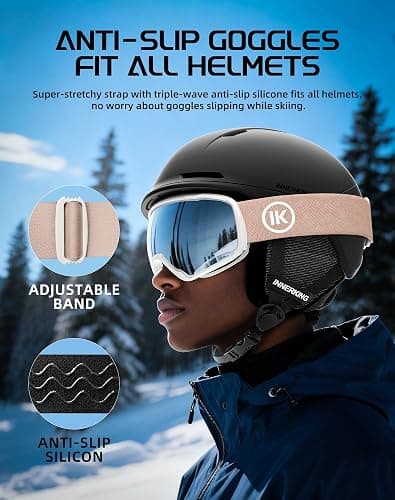 Innerking® OTG Ski Goggles SGS Approved, Over Glasses Snow Snowboarding Winter Goggles Anti Fog for Adult, Youth, Men Women thumbnail 7