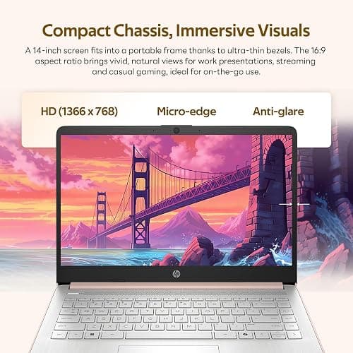 HP Flagship 14" HD Student&Business Laptop with AI Copilot, 13th Gen Intel 4-Core, 4GB RAM, 256GB Storage (128GB UFS + 128GB Docking Station), 1 Year Office 365, 720p Webcam, Win 11, Pale Rose Gold thumbnail 4