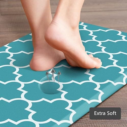 KMAT Kitchen Mat [2 PCS] Cushioned Anti-Fatigue Kitchen Rug, Waterproof Non-Slip Kitchen Mats and Rugs Heavy Duty PVC Ergonomic Comfort Foam Rug for Kitchen, Floor Home, Office, Sink, Laundry,Grey - 17.3 x 47 "+ 17.3 x 29 "--0.40inch - Grey thumbnail 6