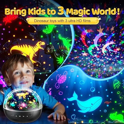 Staryou Dinosaur Toys for Kids 3-5, 【Remote+3 Films+93 Effects】 Dinosaur Toys for Kids 2-4, 【3 Timer+5 Brightness】 3 Year Old Boy Gift, Rotate 3 Year Old boy Birthday Gift, Boys Christmas Gifts Boys thumbnail 4