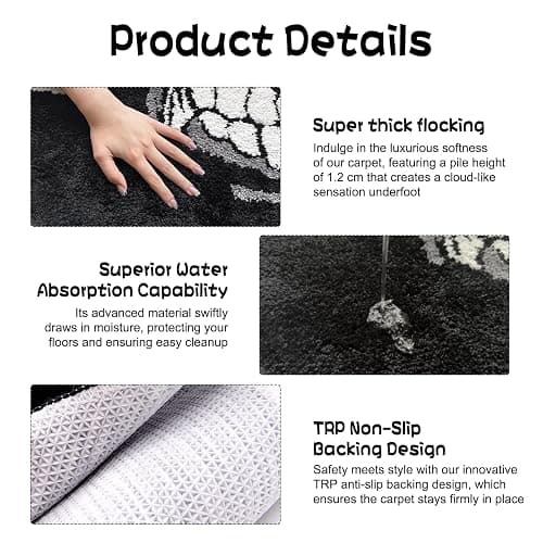Angry 8 Ball Rug, 24" Cool Rugs for Bedroom Men, Black Round Area Rug for Man Cave, High-Pile Flocking Soft Aesthetic Carpet for Living Room Decor, Hypebeast Room Decor thumbnail 4