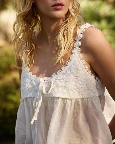 Gacaky Womens Summer Boho Lace Tank Top Casual Beach Vacation Y2k Tops Fashion Crop Tops Clothes 2025 thumbnail 4