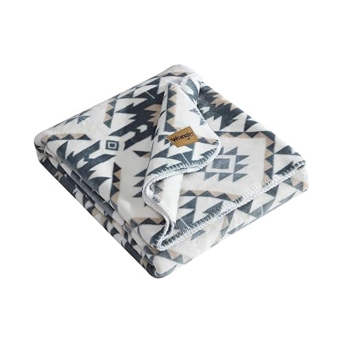 Wrangler - Blanket, Soft & Reversible Flannel Bedding, Yellowstone Inspired Throw Blanket for Couch or Bed (Dakota Grey, 60" x 70") - Image 1