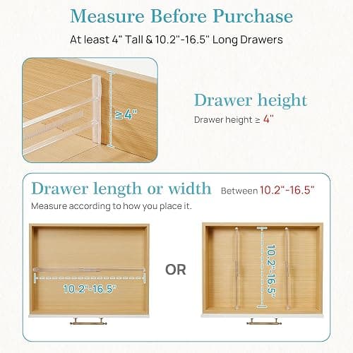 Vtopmart 12 Pack Drawer Dividers for Clothes, 4" High 10.2"-16.5" Adjustable Expandable Dresser Drawer Organizer, Clear Plastic Separators for Dresser, Baby Clothing, Underwear, Cosmetic, Toiletries thumbnail 4