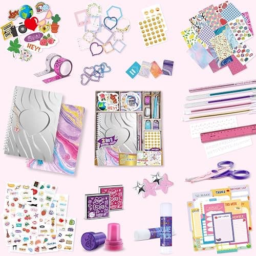PERRYHOME 2-Pack DIY Journal Kit for Girls - 200+Pcs Journal Set for Tween & Teen Girls, Journaling Art & Crafts Kits, Christmas Gifts for 8 9 10 11 12 13 14 Year Old Girl,Scrapbook&Diary Supplies Set thumbnail 2