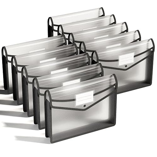 ThinkTex Plastic Expanding File Folder, Transparent envelopes with Snap Closure, Home &Office&School & Hospital No Dividers, Large Capacity, Clean envelopes, Fit Letter/A4 Size - 10 Pcs - Image 1