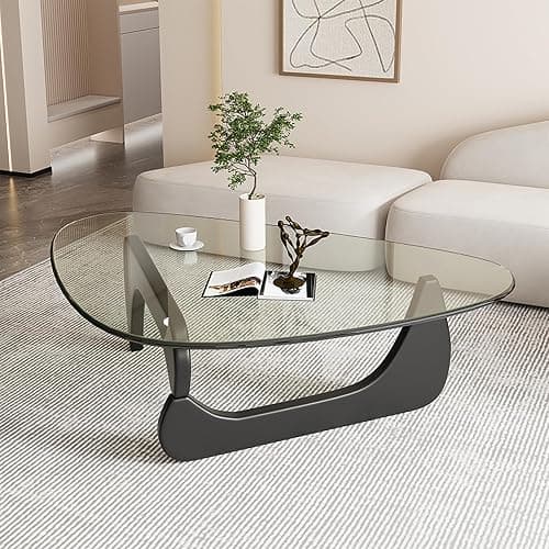 Mid Century Modern Glass Coffee Table, Black Coffee Table for Living Room, Elegant and Functional Coffee Tables,Suitable for Bedroom Living Room Reception Office Tables（Black/Transparent，Large） thumbnail 8