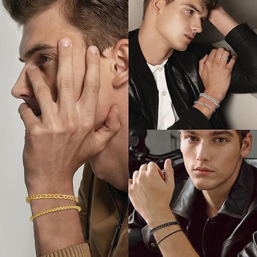 XIANNVXI 6 Pcs Stainless Steel Bracelets for Men Women Cuban Link Bracelet Rope Paperclip Chain Bracelets Set 6.5/7/7.5/8.3/9 Inches Mens Metal Bracelets thumbnail 5