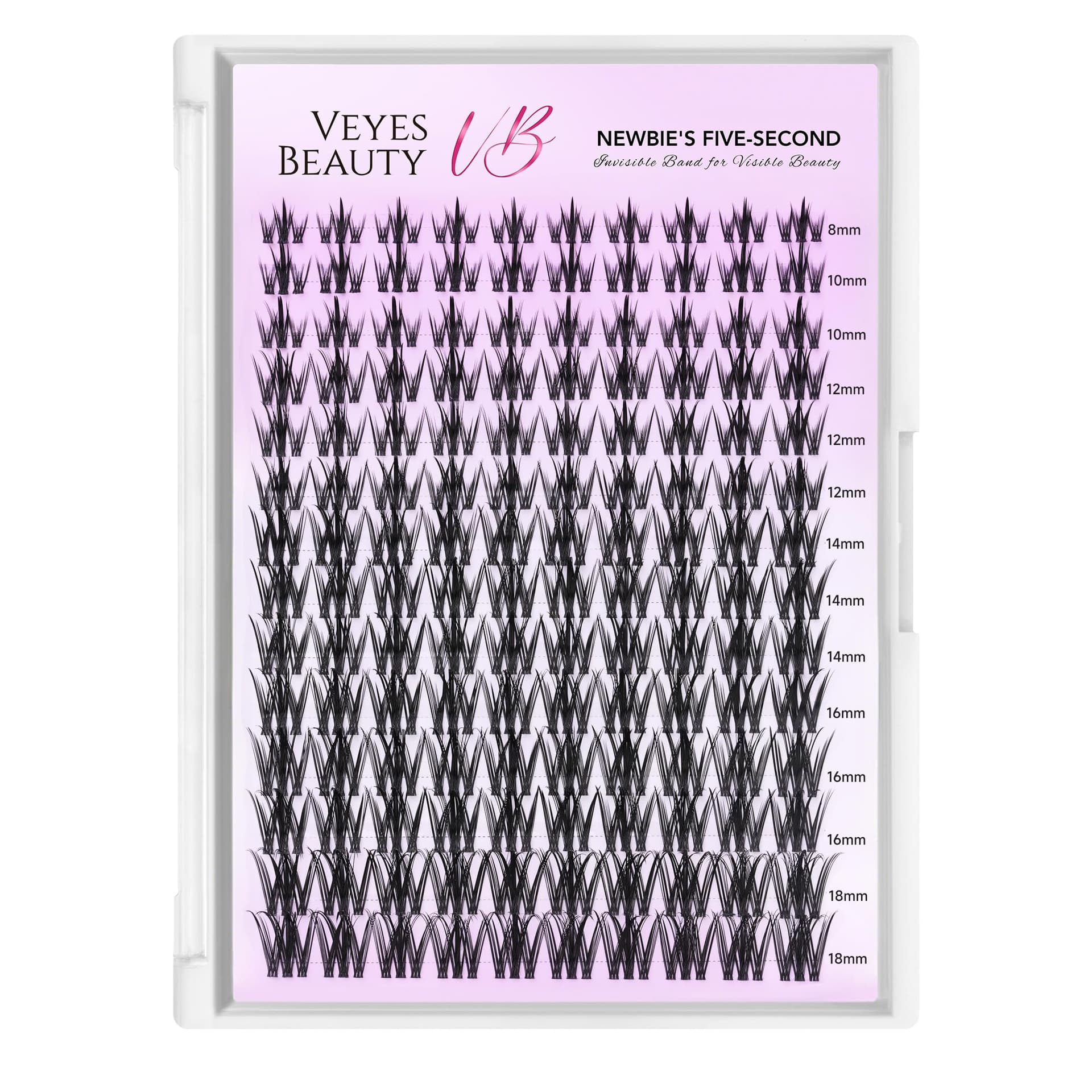 VEYESBEAUTY Lash Clusters Kit Eyelash Extensions Thin & Invisible Band Individual False Eyelashes Newbie's Five-Second Series Wispy Lash Tray for Self-application, Camellia Lashes 8-18mm Mixed Length thumbnail 7