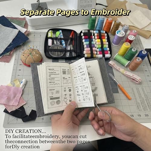 HGUANGJ 2026 Upgraded Embroidery Stitch Book Kit, 106 Patterns Embroidery Kit for Beginners with Tools & Tutorials, Portable Hand Embroidery Book for Adults DIY Craft Lovers thumbnail 2