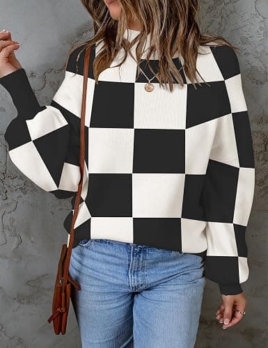 ZESICA Women's 2025 Fall Fashion Turtleneck Long Sleeve Striped Ribbed Knit Loose Pullover Sweater Tops thumbnail 2