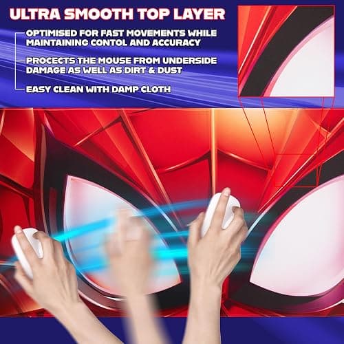 Marvel Spiderman Desk Mat Large Mouse Mat 31.2 x 13.9” Desk Protector Mat PC Laptop Keyboard Gaming & Office Supplies Non Slip - Spiderman Gifts for Men (Red Spiderman) thumbnail 5