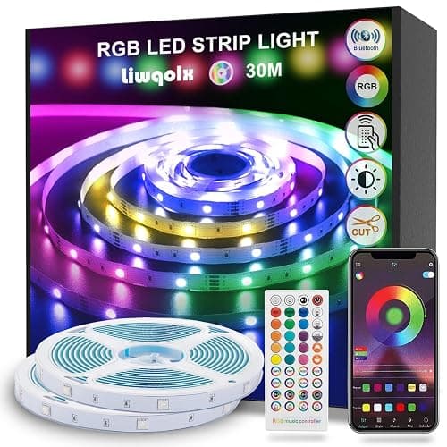 LED Strip Lights 30m, RGB Bluetooth Ultra-Long LED Light with Remote, Music Sync, Smart App Control, Colorful LED Lights Strip for Bedroom, Home, Party, Bar (2x15m) - 30M - Image 1