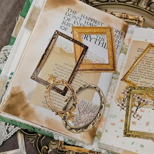 100 Pcs Vintage Frame Stickers Metallic | Scrapbooking Stickers for Journals, Planners, Junk Journals, Wedding Albums | Scrapbook Supplies & Decorations thumbnail 5
