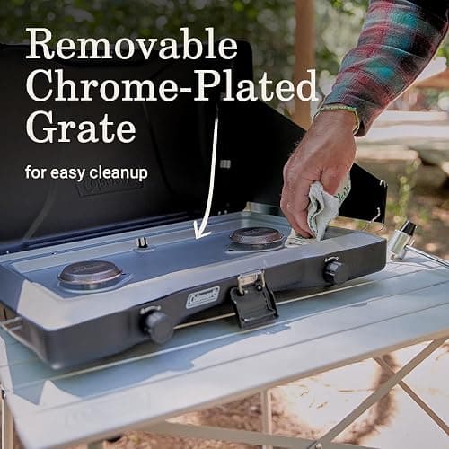 Coleman Triton 2-Burner Propane Stove, Portable Camping Cooktop with 2 Adjustable Burners & Wind Guards, 22,000 BTUs of Power for Camping, Tailgating, Grilling, BBQ, & More thumbnail 4