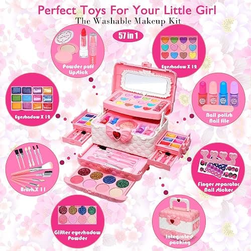 Kids Makeup Sets for Girls - Kids Makeup Sets for Girls 5-8, Maquillaje para Niñas, Play Make Up Kit, Best Toys for Little Girl,Princess Toddler Kid Stuff, Ages 3456789 10 Year Old Girl Birthday Gifts thumbnail 4