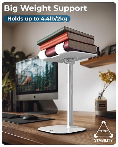COOPER TabHolder, 7-10" Height Adjustable Tablet Stand, Premium iPad Stand for Desk, 270° Tilt iPad Holder, Kindle Holder, 15.6-17" Portable Monitor Support (White) thumbnail 7