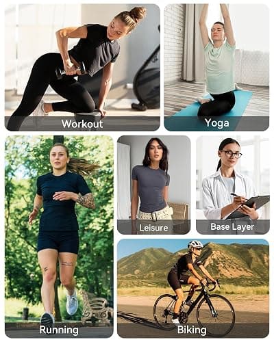 Runhit Compression Shirt Women Short Sleeve Workout Tops Athletic Gym Moisture Wicking T-Shirt Running Yoga Base Layer thumbnail 6